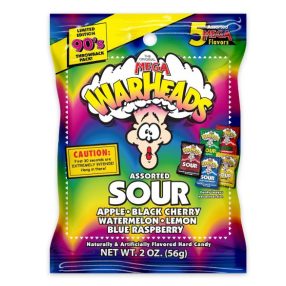 WarHeads Extreme Sour Hard Candy Assorted Cukorka 56g
