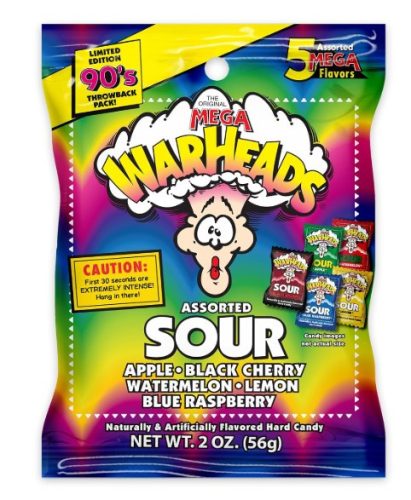 WarHeads Extreme Sour Hard Candy Assorted Cukorka 56g