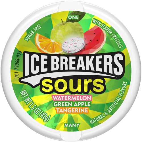 IceBreakers Sours Assorted Fruit (Dinnye, Alma, Mandarin) 42g
