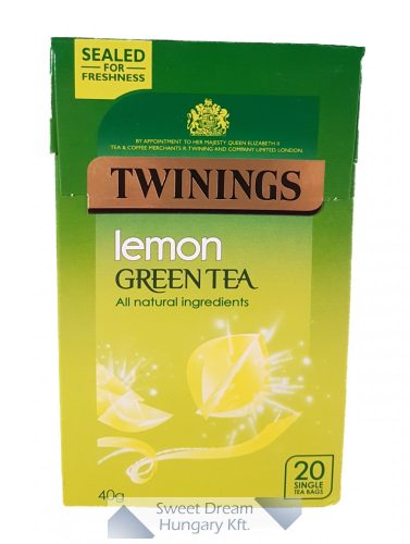 Twinings Green Lemon Zöld tea citrom ízesítéssel 20 filter, 40g / Minőségét megőrzi: 2026.12.31