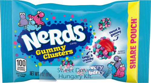 Nerds Gummy Clusters Very Berry Cukorka, fekvő zacskós, 85g