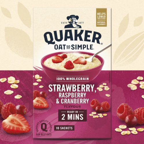 Quaker Oat So Simple Strawberry & Raspberry Porridge 10x33,9g, 339g