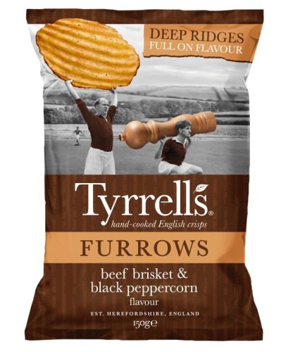 Tyrrell’s Furrows Beef Brisket & Black Peppercorn Burgonyachips borsos steak ízesítéssel 150g
