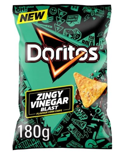 Doritos Zingy Vinegar Blast Corn Chips 180g / Minőségét megőrzi: 2026.09.26
