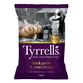   Tyrrell's Black Garlic&Sour Cream Burgonyachips fekete fokhagymával és tejföllel 135g