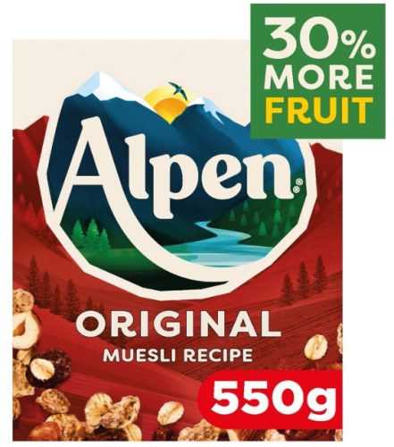 Alpen Original Müzli dobozos mazsola-mandula-mogyoró 550g