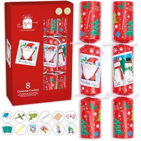   Giftmaker Red Santa & Snowman Traditional Family Christmas Crackers papírból 8db