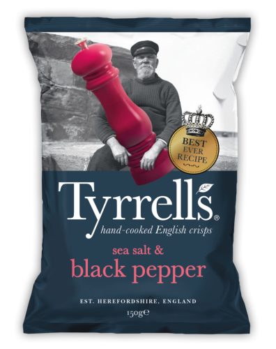 Tyrrell’s Sea Salt & Black Pepper Burgonyachips feketeborssal 150g
