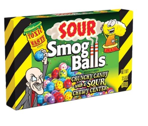 Toxic Waste Smog Balls Savanyú cukorka dobozban, 85g
