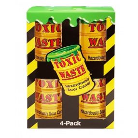   Toxic Waste Hazardously Sour Candy 4 Pack Hordó sárga 4db-os doboz 168g