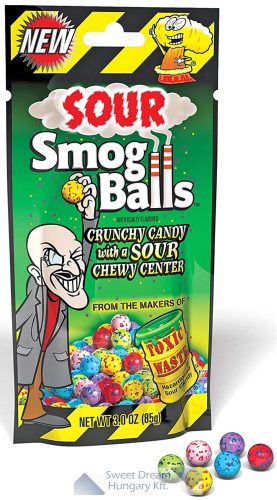 Toxic Waste Sour Smog Balls Savanyú cukorka, zacskós, 85g