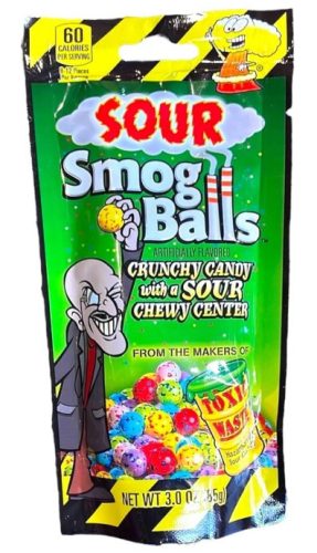 Toxic Waste Sour Smog Balls Savanyú cukorka, zacskós, 85g