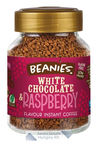 Beanies White Chocolate&Raspberry Fehércsokoládé-málna ízesítésű azonnal oldódó kávé 50g