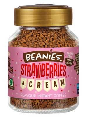 Beanies Strawberries&Cream ízesítésű azonnal oldódó kávé 50g