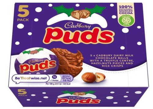 Cadbury Xmas Puds Tejcsokoládé mogyorós krémmel töltve, 5db-os (5x35g) 175g