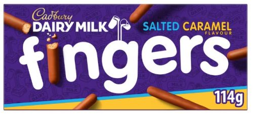 Cadbury Fingers Salted Caramel Tejcsokoládés kekszrudak sós-karamellás ízesítéssel 114g