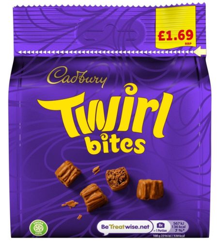 Cadbury Zacskós Twirl Bites Tejcsokoládé 85g
