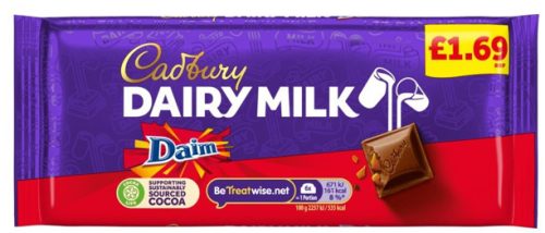 Cadbury Táblás normál Daim Tejcsokoládé ropogós karamelldarabokkal 120g