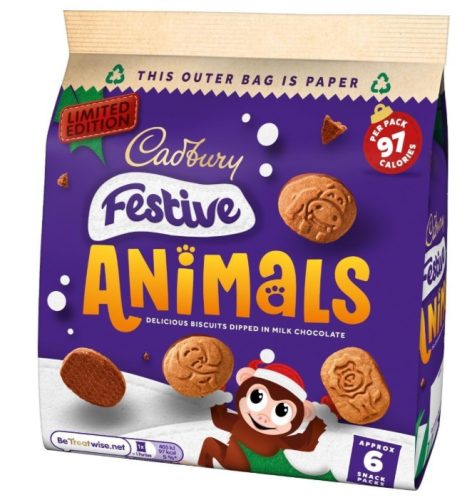 Cadbury Festive Animals Csokoládés keksz (6x19,9g) 119g
