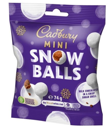 Cadbury Mini Snowballs Tejcsokoládé golyók roppanós cukormázzal 74g