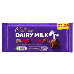   Cadbury Táblás normál Fruit&Nut Mazsolás-mandulás tejcsokoládé 95g