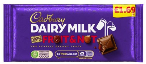 Cadbury Táblás normál Fruit&Nut Mazsolás-mandulás tejcsokoládé 95g