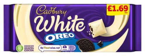 Cadbury Táblás normál White Oreo Fehércsokoládé Oreo keksszel 120g