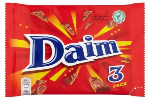 Daim Tejcsokoládé szeletek ropogós mandulás és karamellás töltelékkel 3x28g