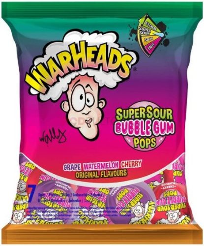 Warheads Super Sour Bubble Gum Pops Assorted Flavours 105g