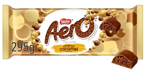 Aero Nestle Chocolate Caramel Habosított tejcsokoládé, nagy tábla, 295g