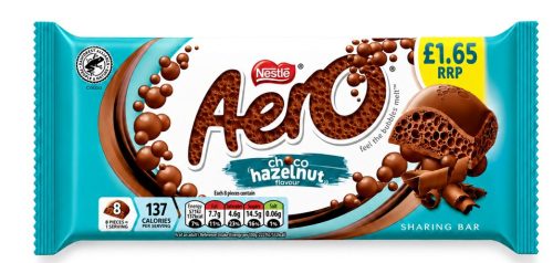 Aero Nestle Choco Hazelnut Mogyoró ízesítésű habosított tejcsokoládé 90g