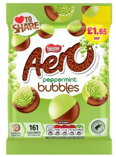 Aero Nestle Bubbles Peppermint Menta ízesítésű habosított csokigolyó 80g