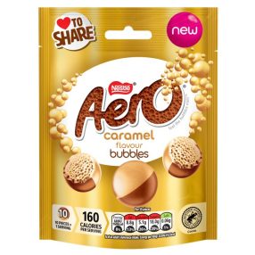   Aero Nestle Bubbles Caramel Karamell ízesítésű habosított csokigolyó 92g Prada