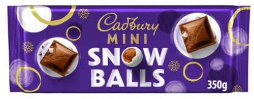 Cadbury Táblás Karácsony Mini Snowballs Tejcsokoládé drazsédarabokkal 350g